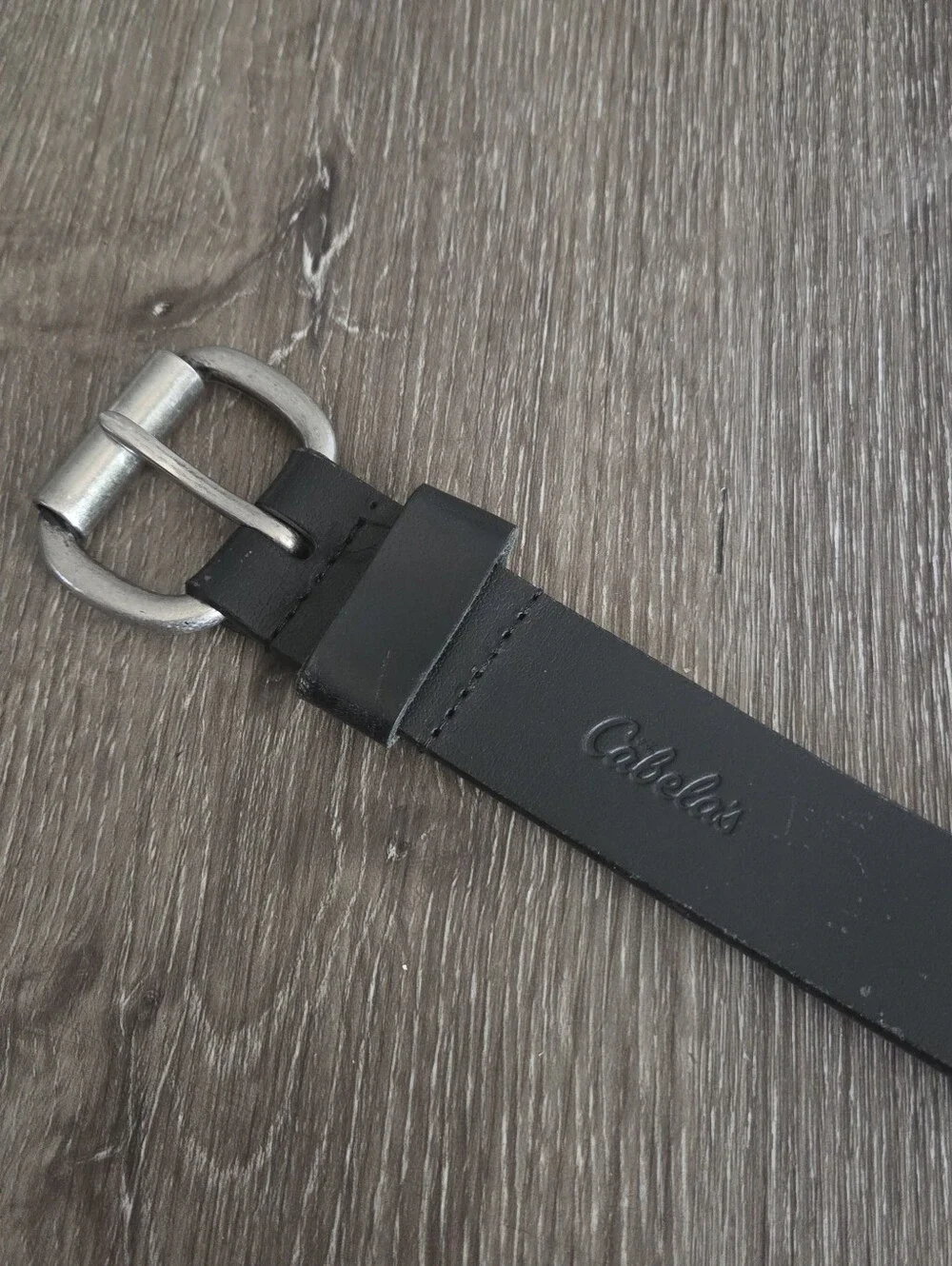 Cabela's Black Leather Men's Belt with Silver Buckle Size 40